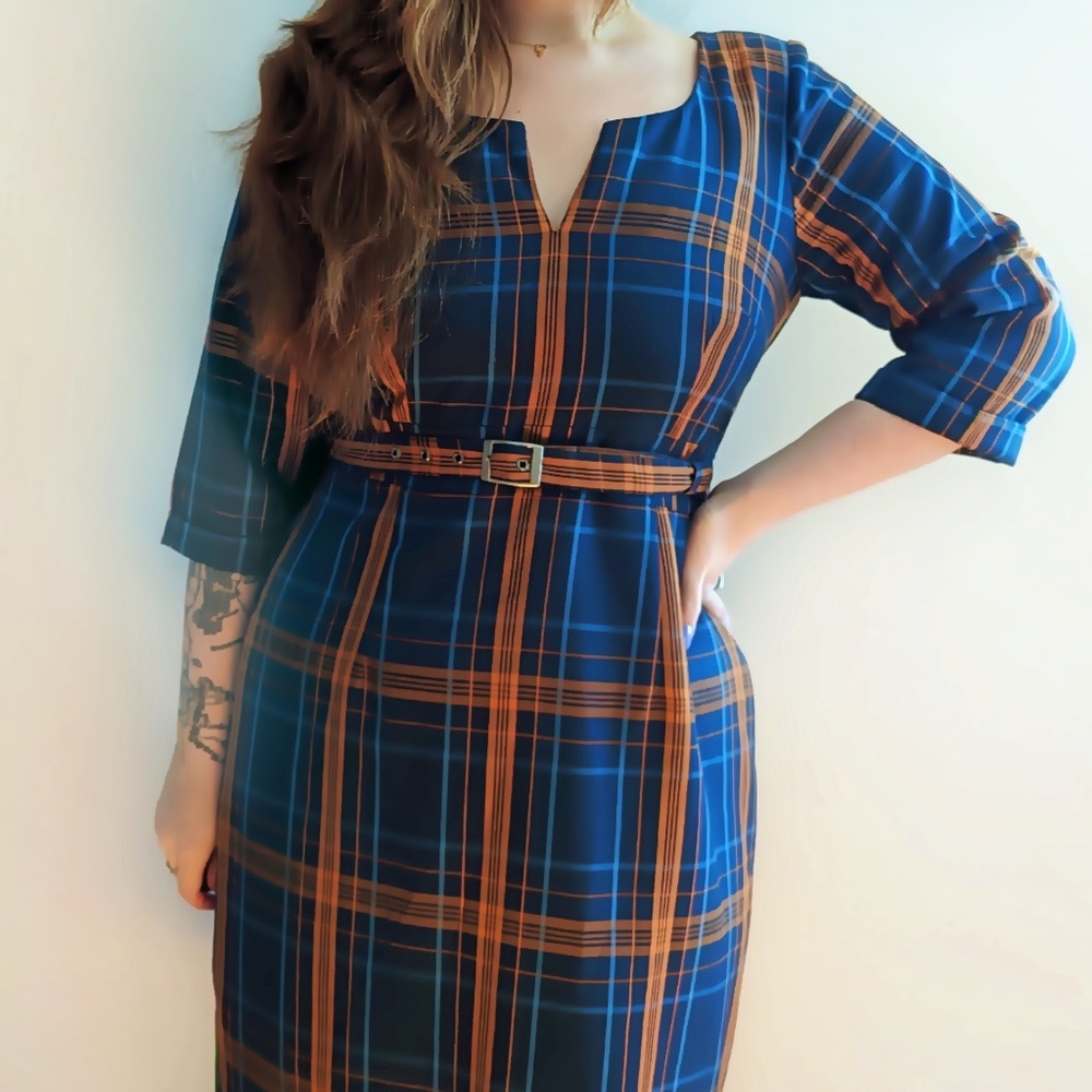 Blue and Orange Professional Dress